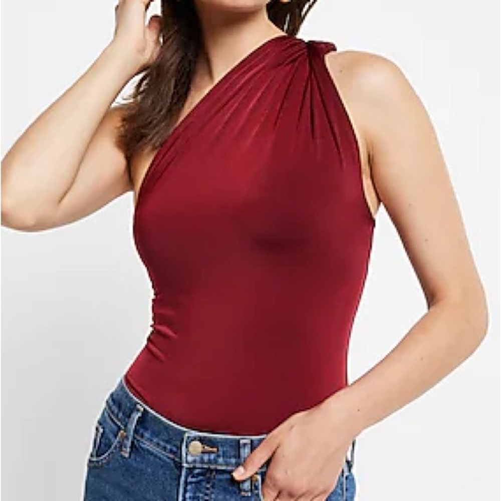 Body Contour Compression Silky Twisted One Shoulder Thong Bodysuit